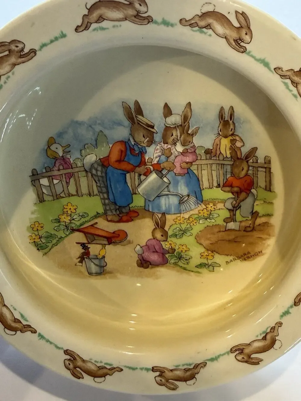 RARE ROYAL DOULTON ENGLAND BUNNYKINS 6” WEIGHTED PORRIDGE BOWL